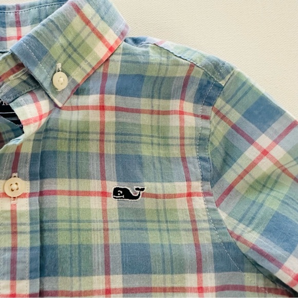 Vineyard Vines 2T Toddler Boy Whale Plaid Blue Shirt - Picture 6 of 6